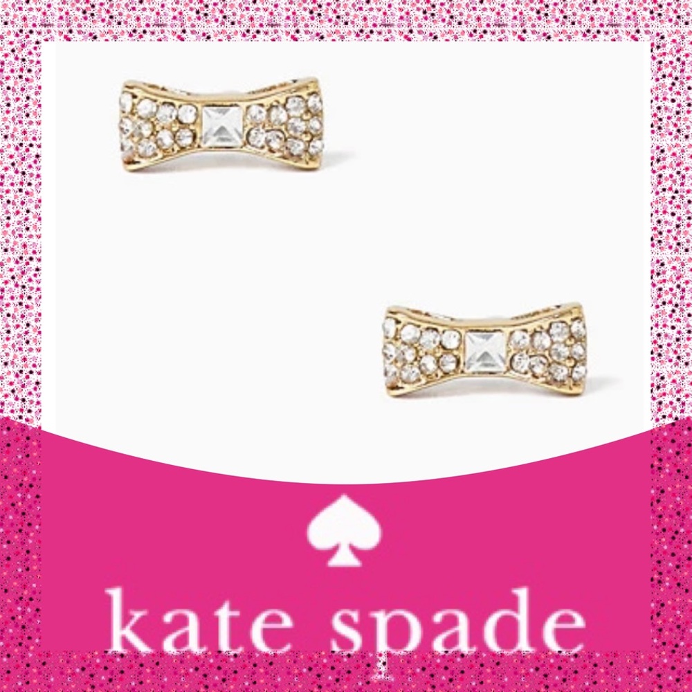 Take 40% Off Kate Spade ♠️ “Ready Set Bow" Gold Pave Bow Earrings NWTs